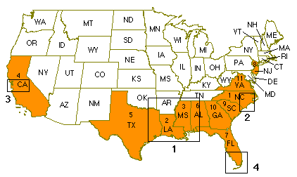 1997 Census main sp states and regions