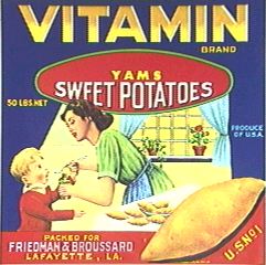 "Vitamin" sweetpotato box label